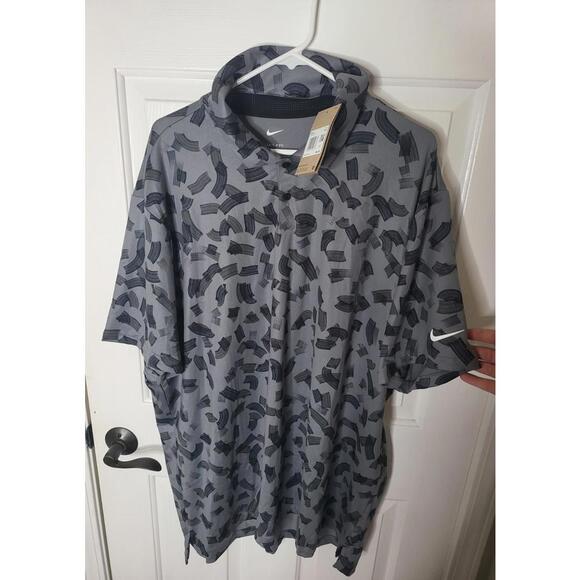 Nike Tour Dri-FIT Rake Lines AOP Golf Polo Smoke Grey FD5735-070 Men's Size XXL